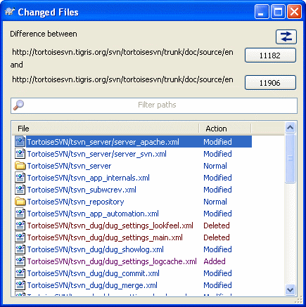 The Compare Revisions Dialog