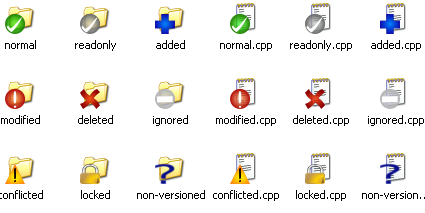 Explorer showing icon overlays
