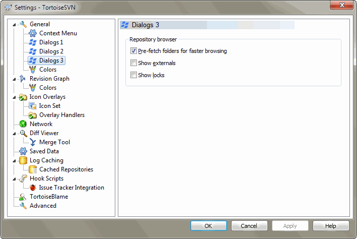 The Settings Dialog, Dialogs 3 Page